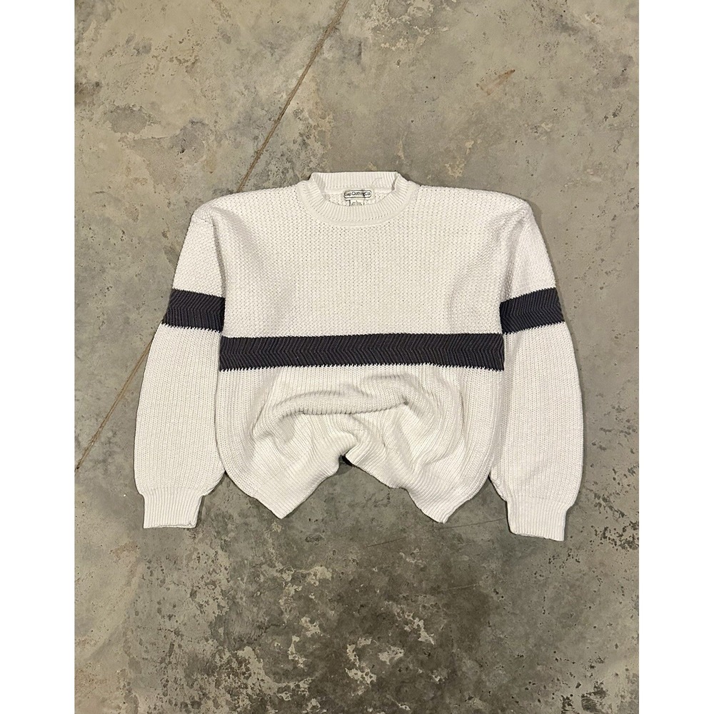 Vintage 80s Gap Clothing Co Sweater Size Large Ramie Cotton Striped Basic Knit